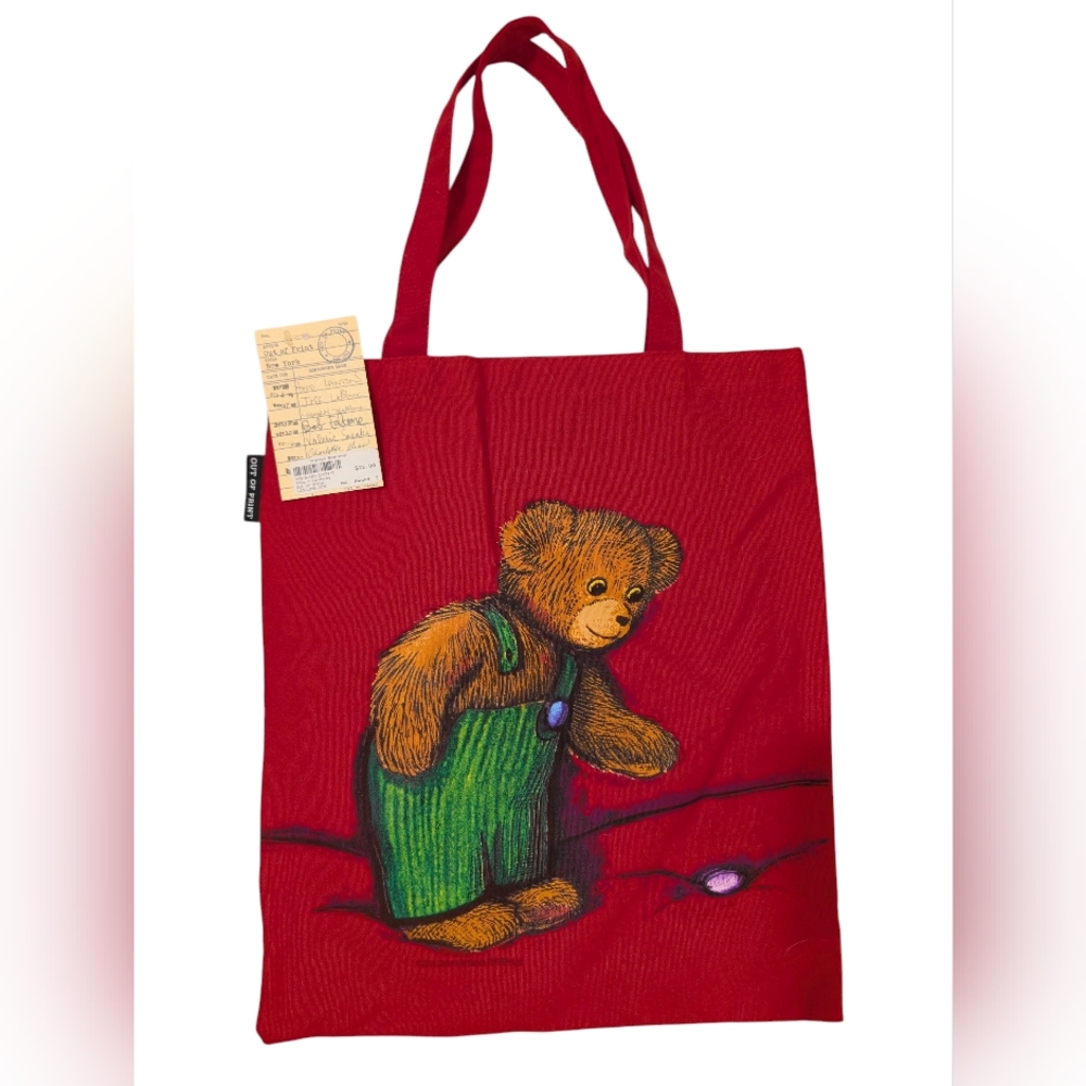 Red Tote Bag with Bear Design
